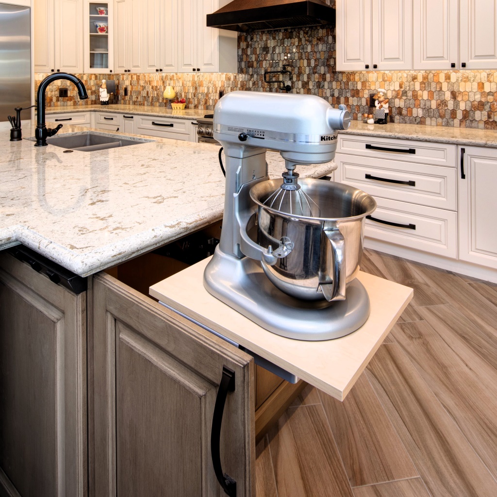 appliance mixer lift-up shelf