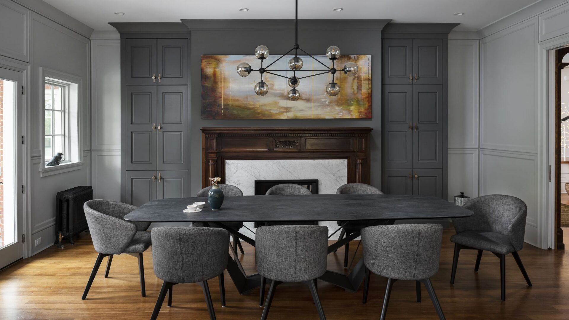 Columbia Cabinets | Home | custom cabinetry designed for life | view 6 | Dark Grey Cabinets in Dining Space