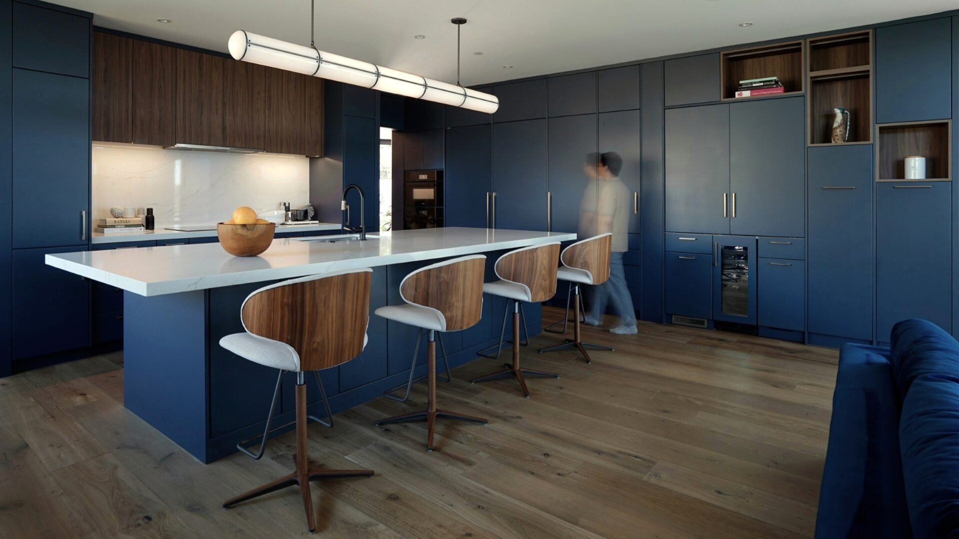 Modern Kitchen with Blue Cabinets