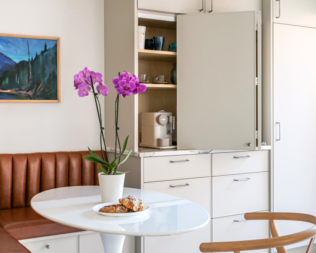 Kitchen Cabinets opening with specialty hardware