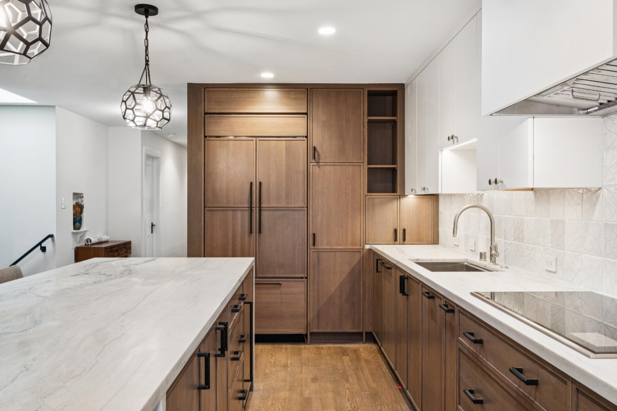 modern and warm kitchen view 1 | RBD800 | FP119 | Panels | Decorative Appliance Paneling | Wood