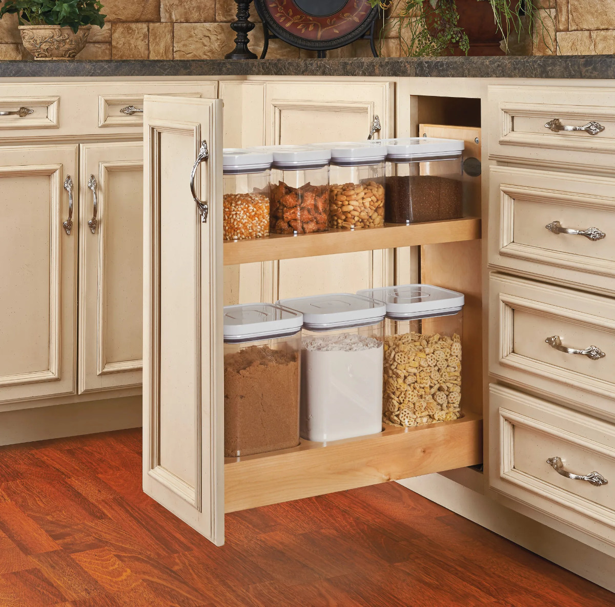 pullout | canister storage | wood