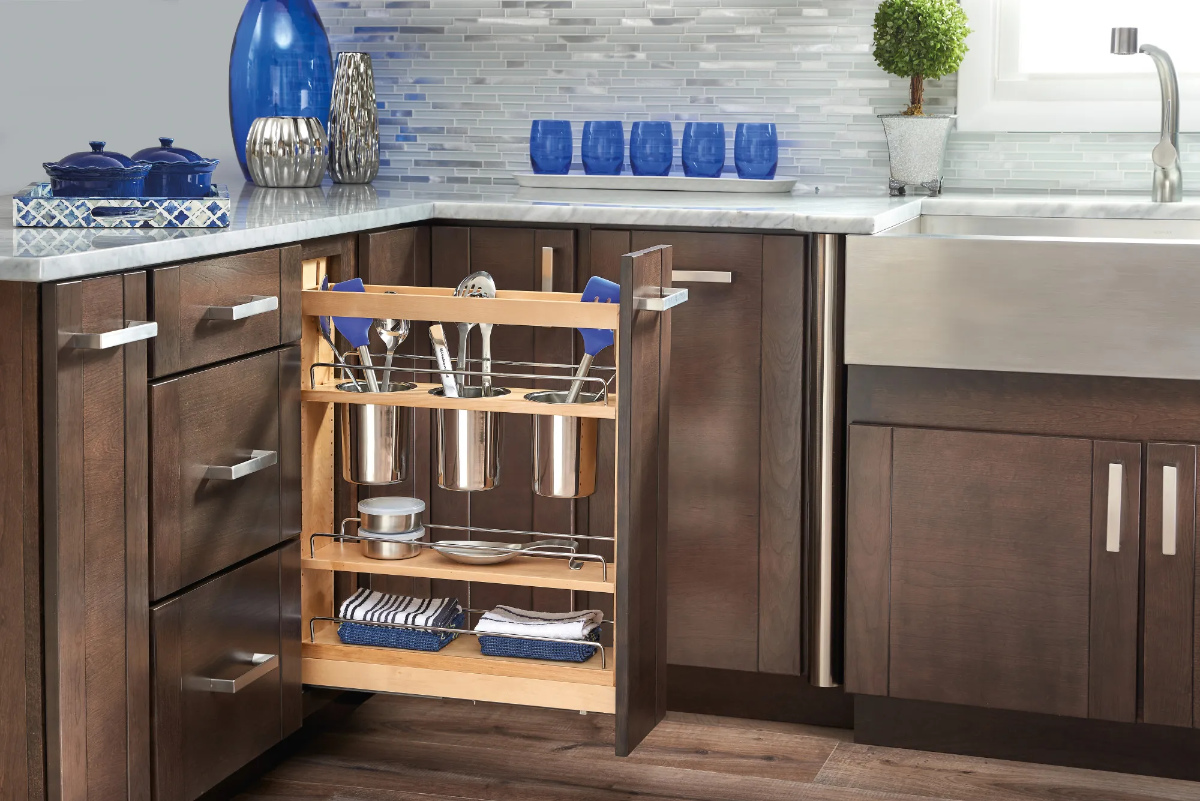 pullout | utensil holder | wood